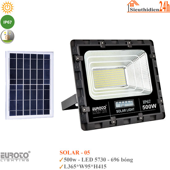 Đèn Pha Năng Lượng Mặt Trời Euroto Solar-05 500W