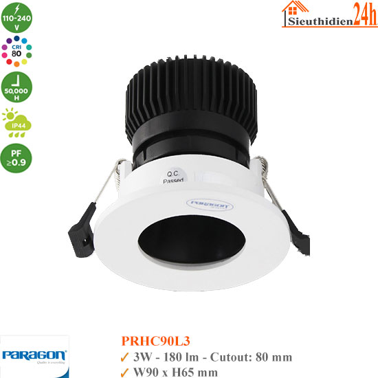 Đèn Spotlight Âm Trần Paragon PRHC90L3 3W