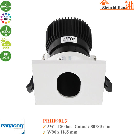 Đèn Spotlight Âm Trần Paragon PRHF90L3 3W