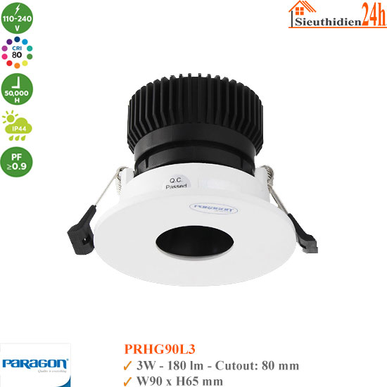 Đèn Spotlight Âm Trần Paragon PRHG90L3 3W