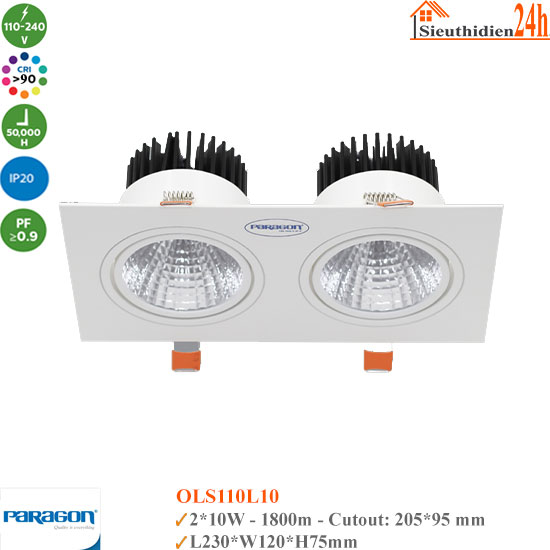 Đèn Spotlight Âm Trần Paragon OLS210L20 2*10W
