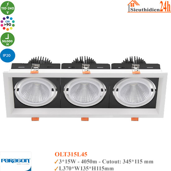 Đèn Spotlight Âm Trần Paragon OLT315L45 3*15W