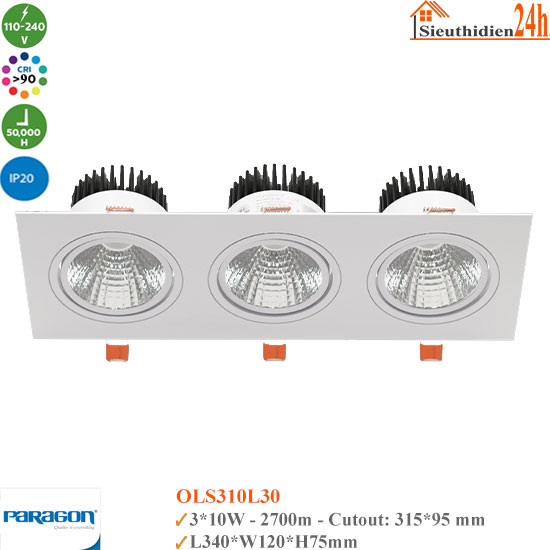 Đèn Spotlight Âm Trần Paragon OLS310L30 3*10W