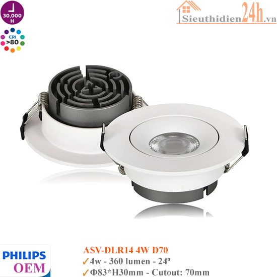 Đèn Spotlight Âm Trần Philips OEM ASV-DLR14 4W
