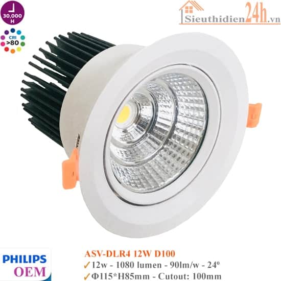 Đèn Spotlight Âm Trần Philips OEM ASV-DLR4 12W