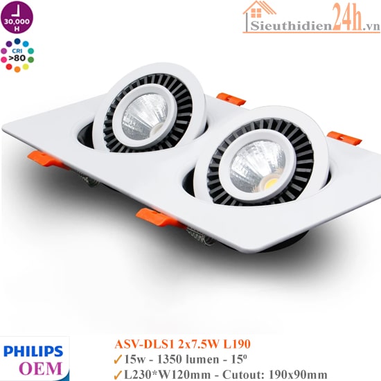 Đèn Spotlight Âm Trần Philips OEM ASV-DLS1 2*7.5W