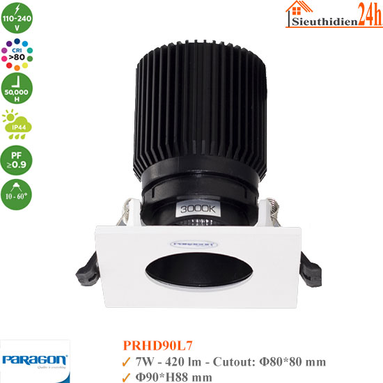 Đèn Spotlight Âm Trần Paragon PRHD90L7 7W