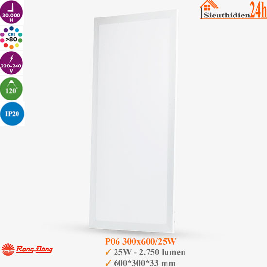 Đèn Led Panel Rạng Đông P06 300×600 25W