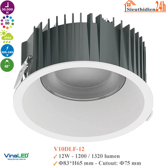 Đèn Spotlight Âm Trần Vinaled V10DLF-12 12W