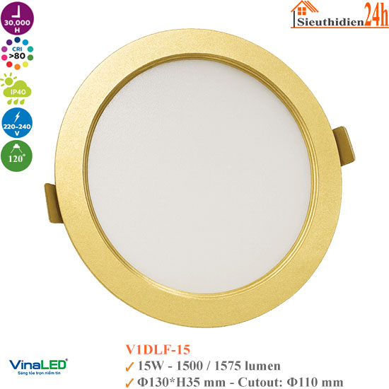 Đèn Led Âm Trần Vinaled V1DLF-15 15W