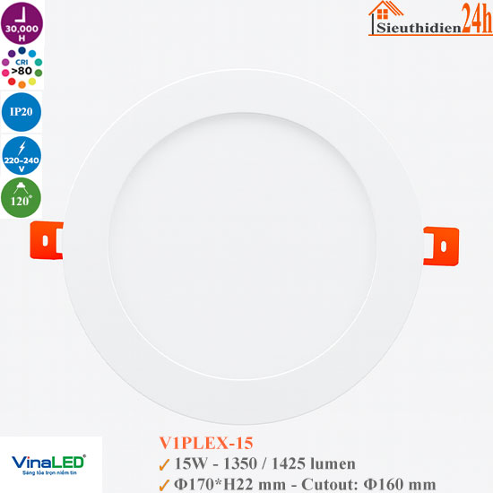 Đèn Led Âm Trần Vinaled V1PLEX-15 15W