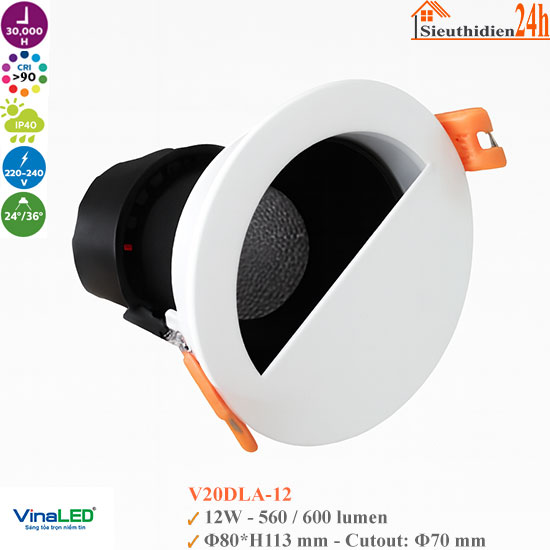 Đèn Spotlight Âm Trần Vinaled V20DLA-12 12W