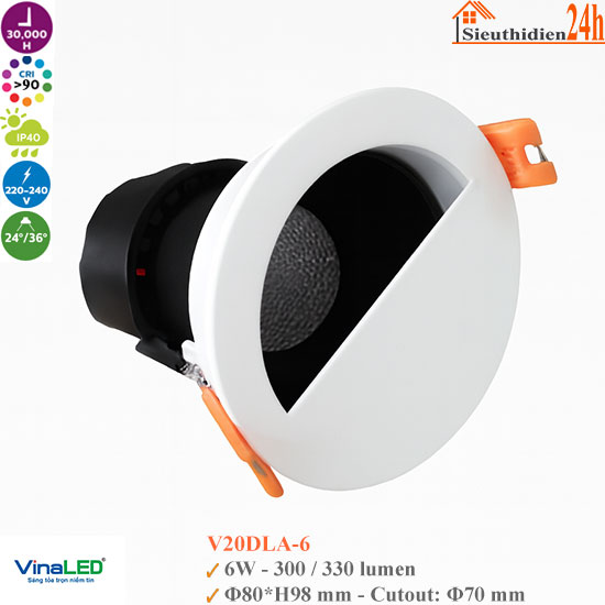 Đèn Spotlight Âm Trần Vinaled V20DLA-6 6W