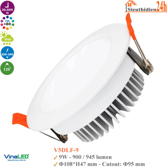 Đèn Led Âm Trần Vinaled V5DLF-9 9W