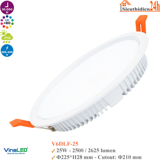 Đèn Led Âm Trần Vinaled V6DLF-25 25W