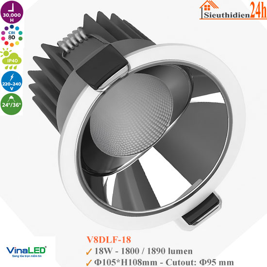 Đèn Spotlight Âm Trần Vinaled V8DLF-18 18W