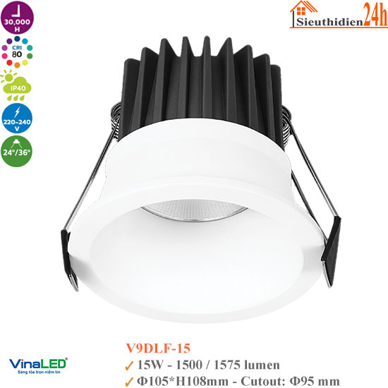 Đèn Spotlight Âm Trần Vinaled V9DLF-15 15W