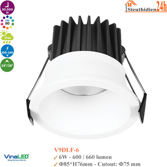Đèn Spotlight Âm Trần Vinaled V9DLF-6 6W