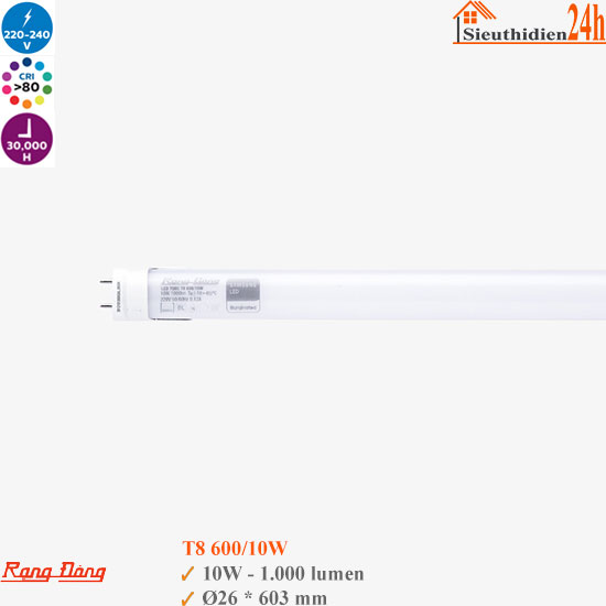Đèn Led Tuýp Rạng Đông T8 600/10W