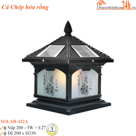 Đèn Trụ Cổng Cá Chép Hóa Rồng Euroto SOLAR-412