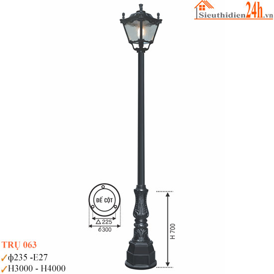 Đèn Trụ Sân Vườn Euroto TRU-063