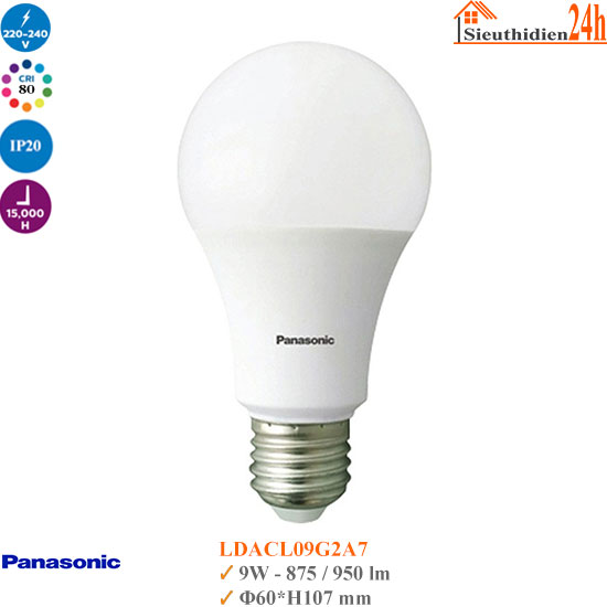 Bóng Đèn Led Bulb Panasonic A2 LDACL09HG2A7 9W