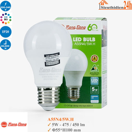 Bóng Đèn Led Rạng Đông A55N4/5W.H