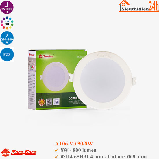 Đèn Led Âm Trần Rạng Đông AT06.V3 90/8W