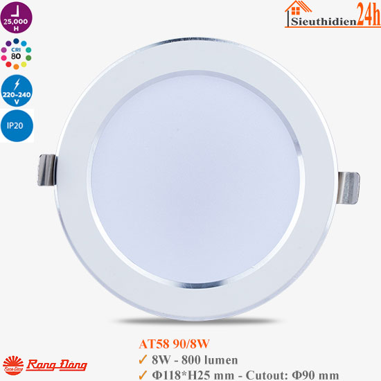 Đèn Led Âm Trần Rạng Đông AT58 90/8W