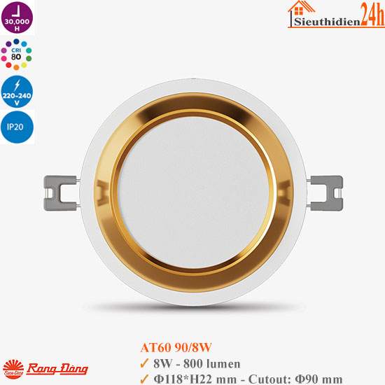 Đèn Led Âm Trần Rạng Đông AT60 90/8W