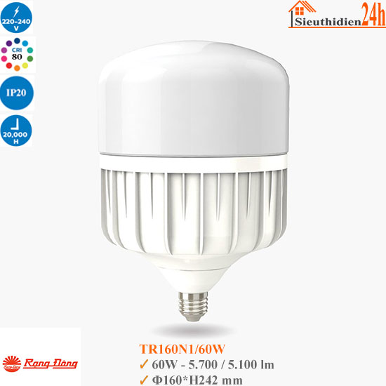 Bóng Đèn Led Rạng Đông TR160N1/60W