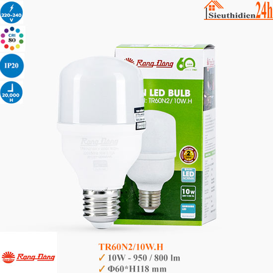 Bóng Đèn Led Rạng Đông TR60N2/10W.H