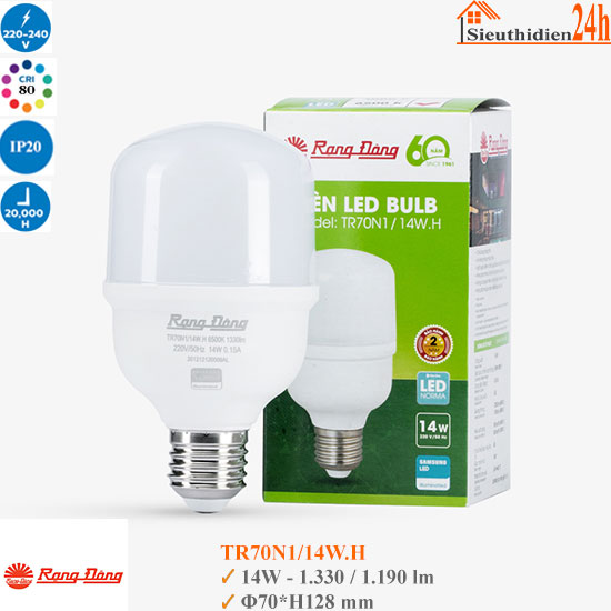 Bóng Đèn Led Rạng Đông TR70N1/14W.H