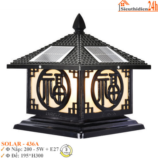 Đèn Trụ Cổng Chữ Phước Euroto SOLAR-436