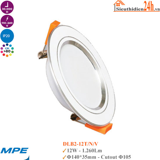 Đèn LED Âm Trần MPE DLB2-12W