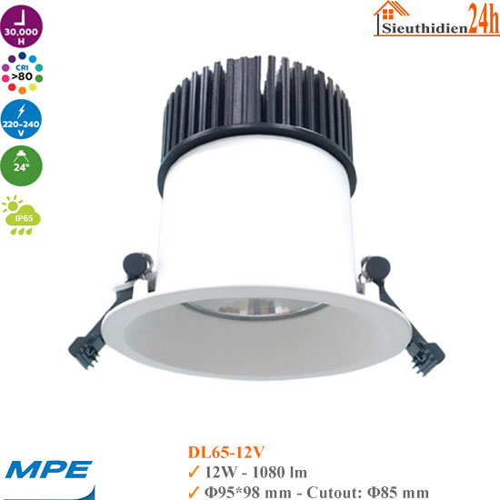 Đèn LED Âm Trần Chống Ẩm MPE DL65-12V 12W
